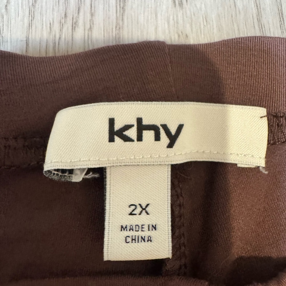 KHY by Kylie Jenner Sleek Soft Stretch Low Rise Chocolate Brown Pant Size 2X - Picture 4 of 7